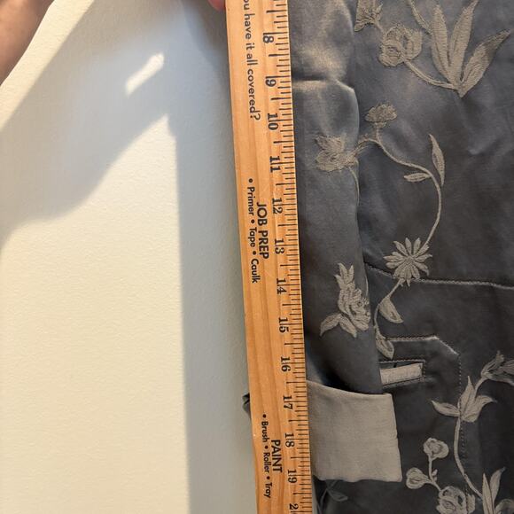 Hache Jacket Women 46 US 10 Gray Floral Jacquard Mandarin Collar Made in Italy - Picture 8 of 15